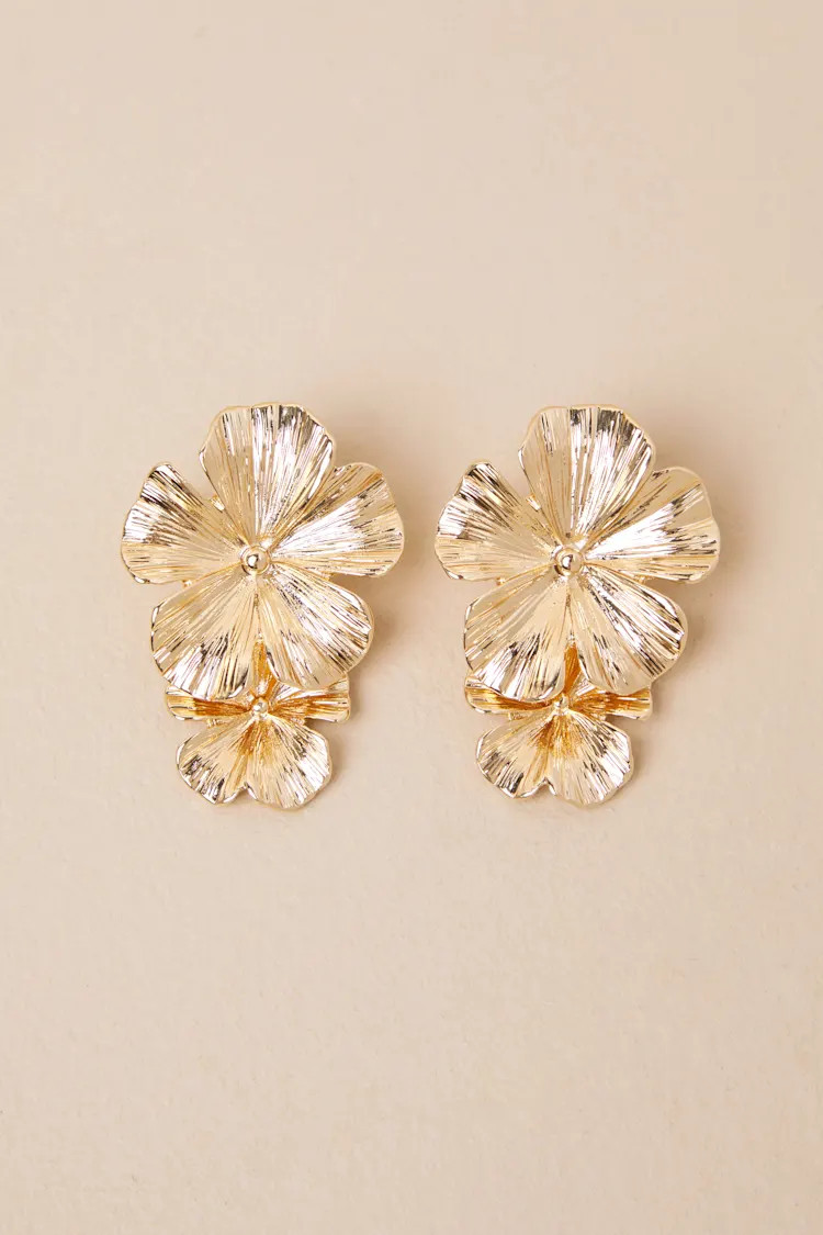 Aster Gold Flower Statement Earrings | Lulus