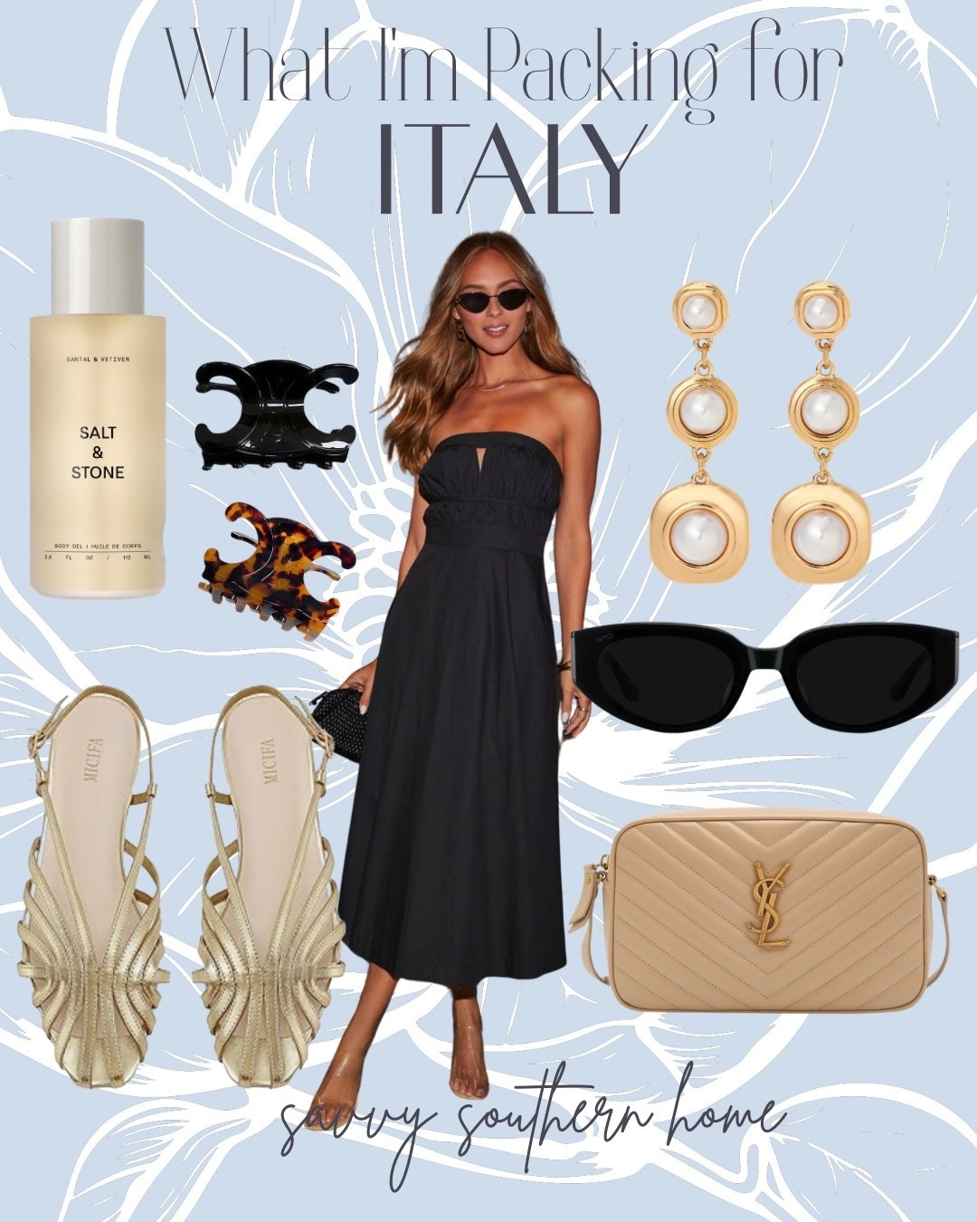 3 weeks until Italy 🇮🇹✨ and this is officially going in the suitcase.

A strapless black summer dress, gold sandals, and simple gold accessories—the kind of pieces that work from daytime wandering to late dinners in the piazza without overthinking it. Easy, elevated, and re-wearable on repeat.

Packing light, styling smarter, and leaning into that effortless summer uniform 🤍👡✨

#LTKTravel #LTKootd #LTKBeauty
