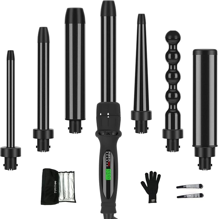 Curling Iron,PARWIN PRO BEAUTY 7 in 1 Curling Wand Set with 7 Interchangeable Barrels and Heat Pr... | Amazon (US)