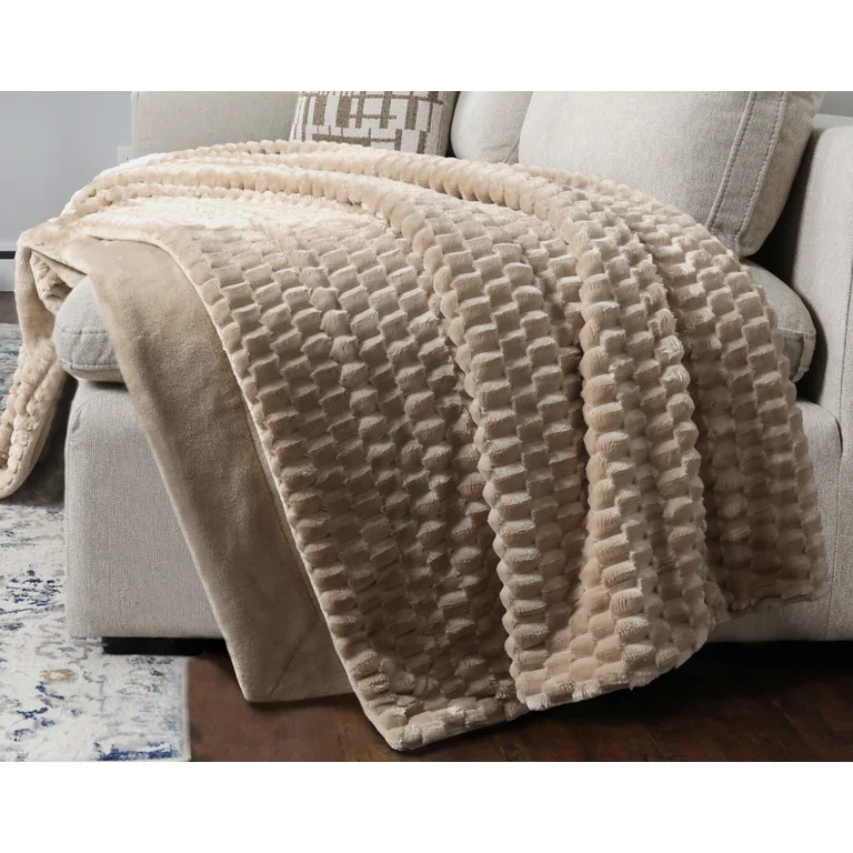 life comfort textured faux fur throw 60in x 70in Ombre Pink | Walmart (US)