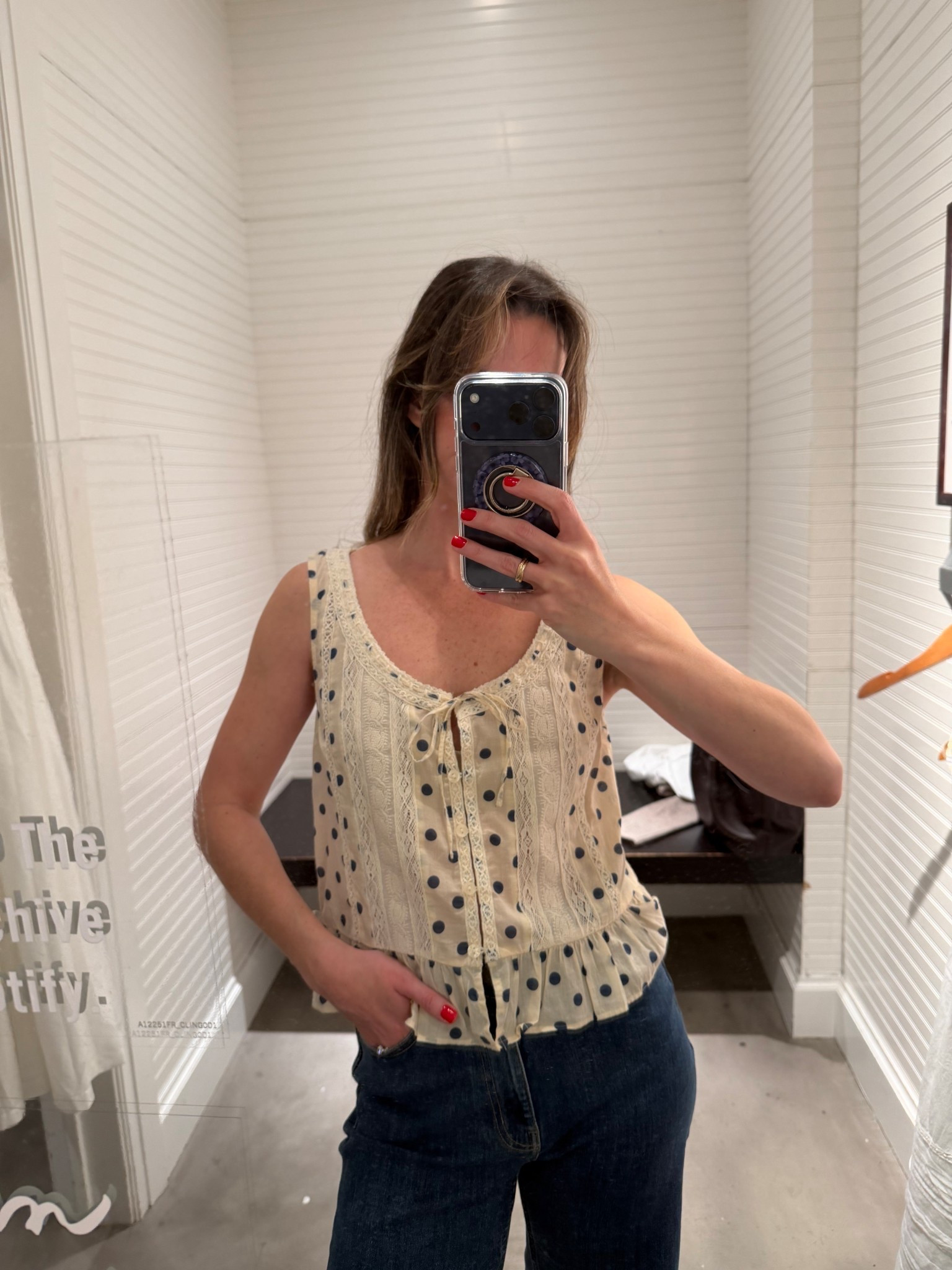 Lace-Trim Tie-Front Ruffle Tank
Size XS
Abercrombie 

#LTKPetite #LTKmomlife