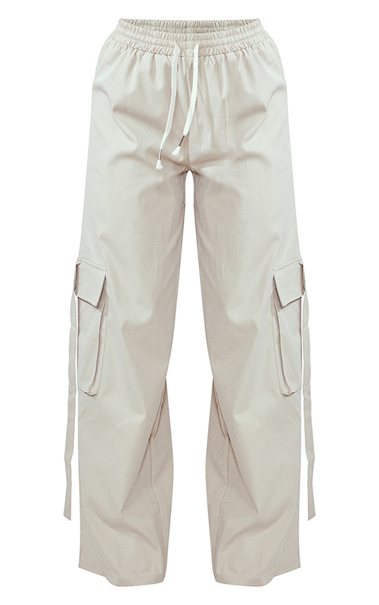 Stone Elasticated Waist Wide Leg Cargo Pants | PrettyLittleThing US