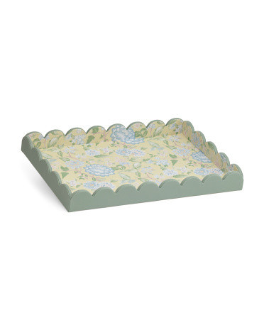 20X14.5 Scalloped Aisha Faux Leather Tray | TJ Maxx