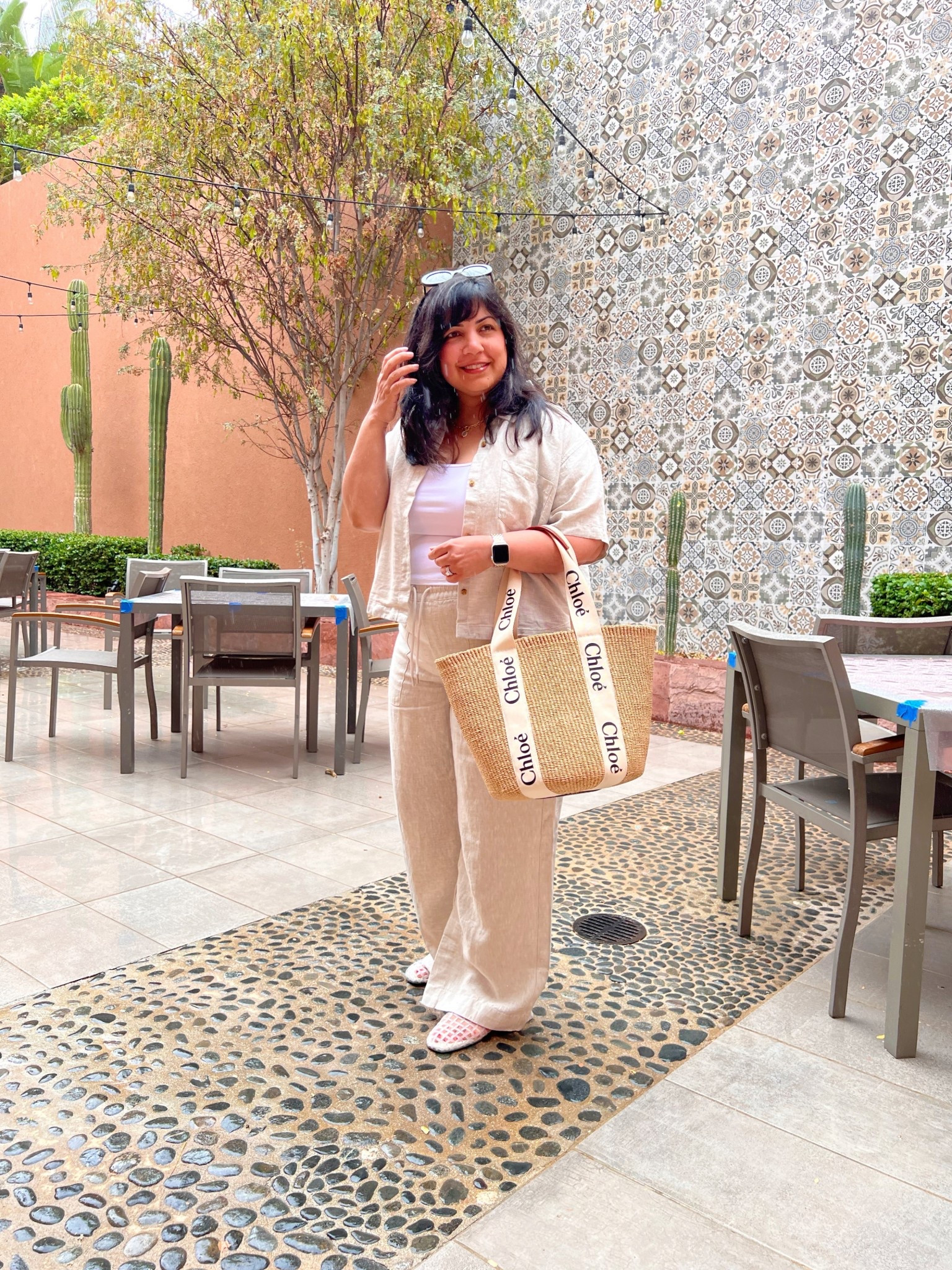 Athleta Linen tops, pants and shorts all on sale 40% off! 

Spring outfits 2026! I love linen for the spring outfits, summer outfits and vacation outfits beach and love this little matching set for vacation or everyday wear. Athleta has great linen pieces every season and this year is no exception (and they’re all on sale right now!). I paired the short sleeve shirt with wide leg pants here but there are also shorts and a long sleeve shirt available too and you can easily mix and match all of the pieces. The pants come in regular, petite and tall sizes and everything comes in lots of colors too! 

Athleta short sleeve shirt size large, pants size large petite and square neck tank size large. Chloe raffia tote bag. Amazon jelly flats. Celine sunglasses.

#LTKMidsize #LTKPetite #LTKSaleAlert