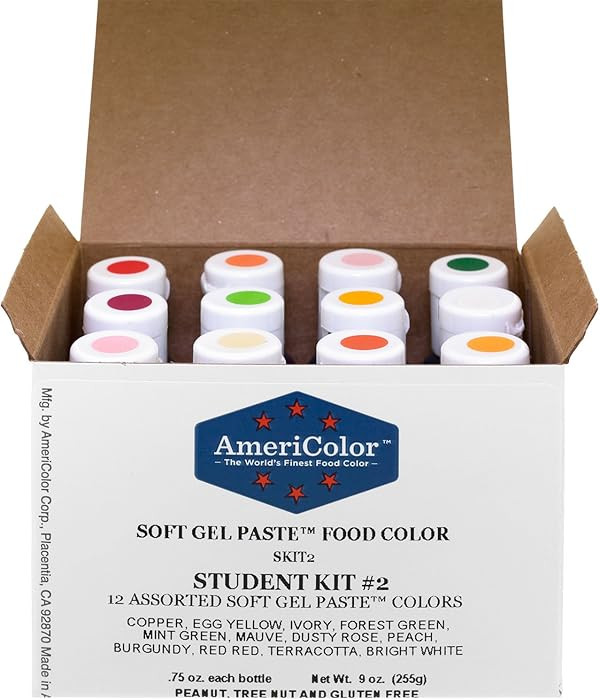 Food Coloring AmeriColor Student - Kit 2 12 .75 Ounce Bottles Soft Gel Paste Colors | Amazon (US)