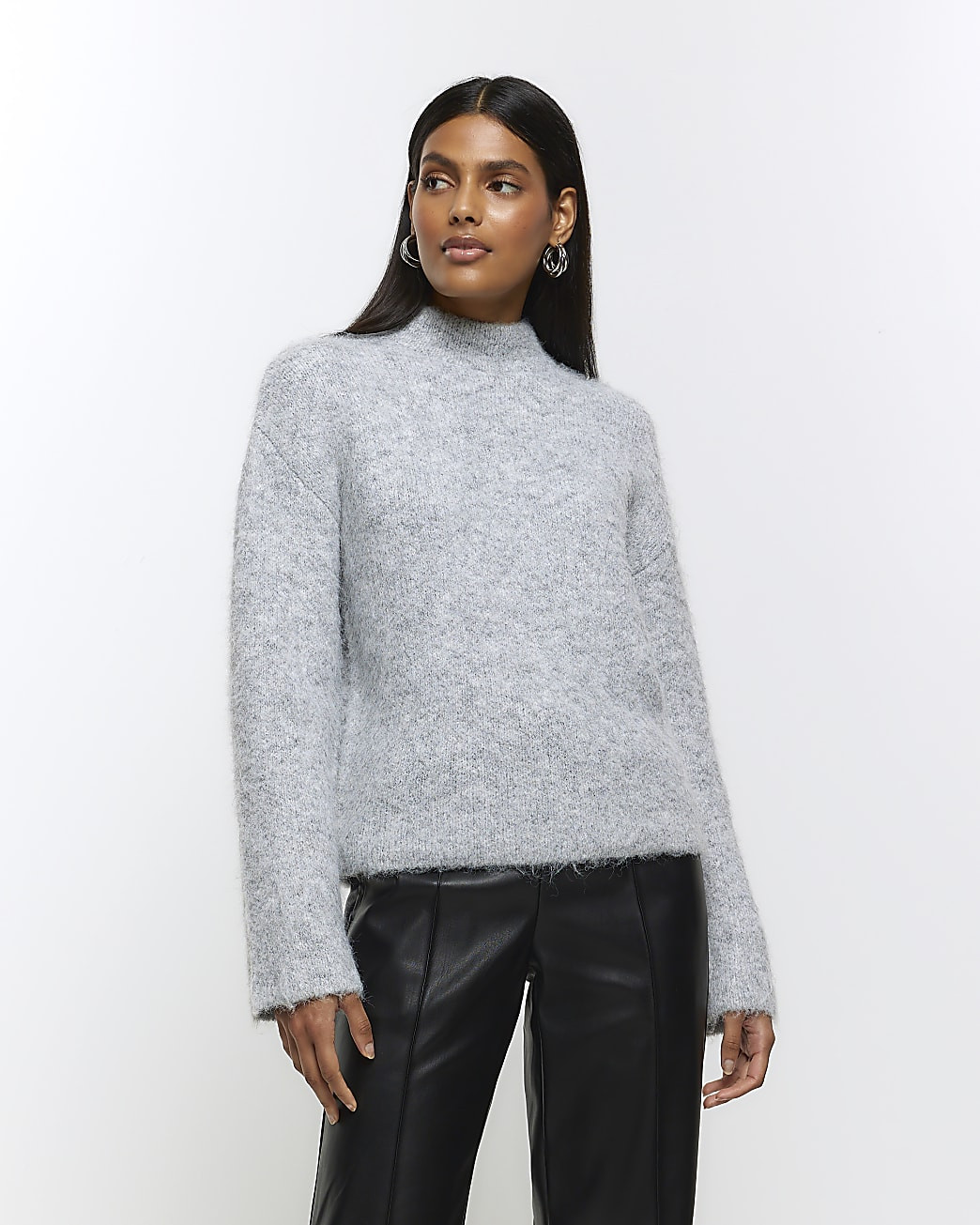 Grey high neck jumper | River Island (UK & IE)