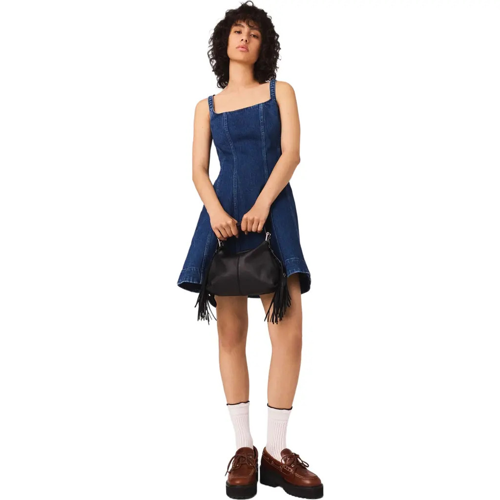maje Mini denim dress in Denim Blue at Nordstrom, Size 36 Eu | Nordstrom