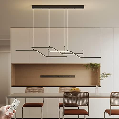 Siittoo Modern Black Pendant Light, 45W Dimmable LED Chandelier Lighting Fixture with Remote, 3-L... | Amazon (US)