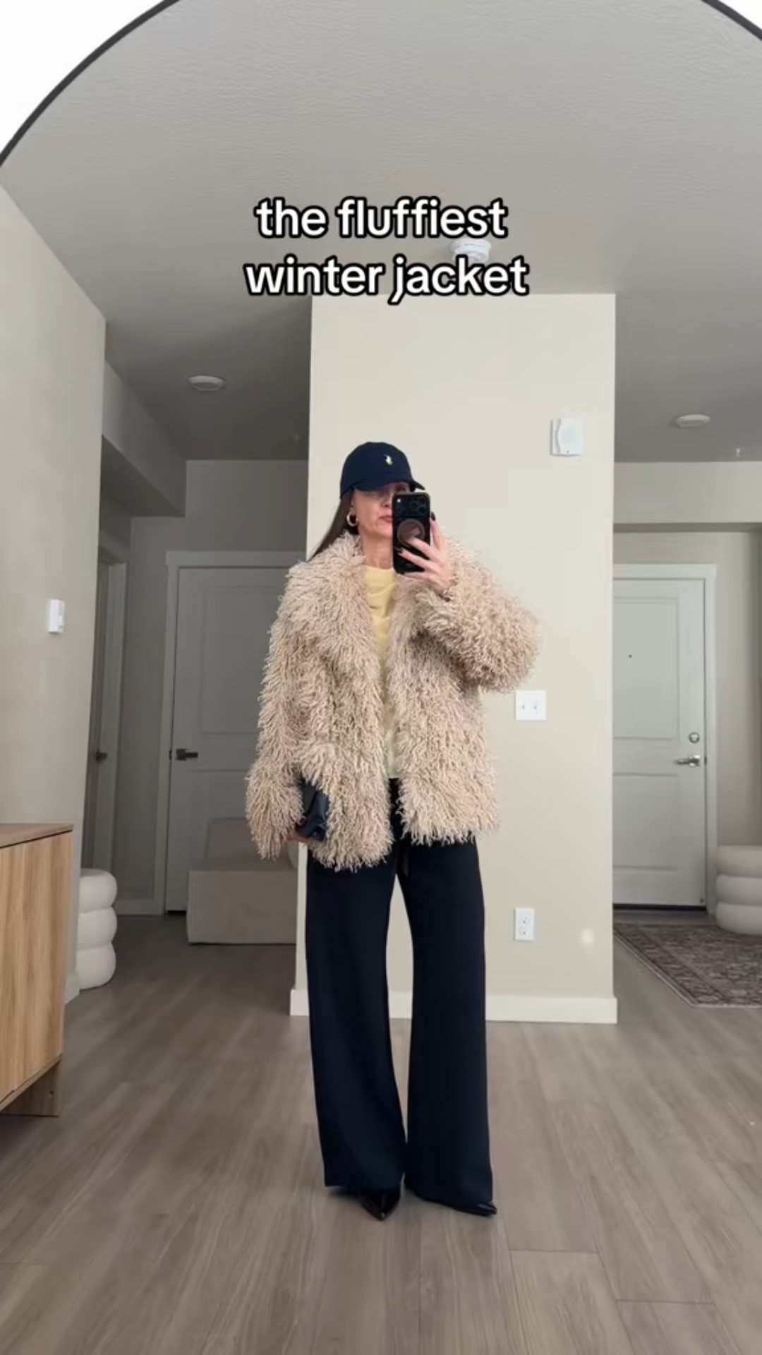 Faux fur jacket 
Aritzia pants
Topshop shop from asos