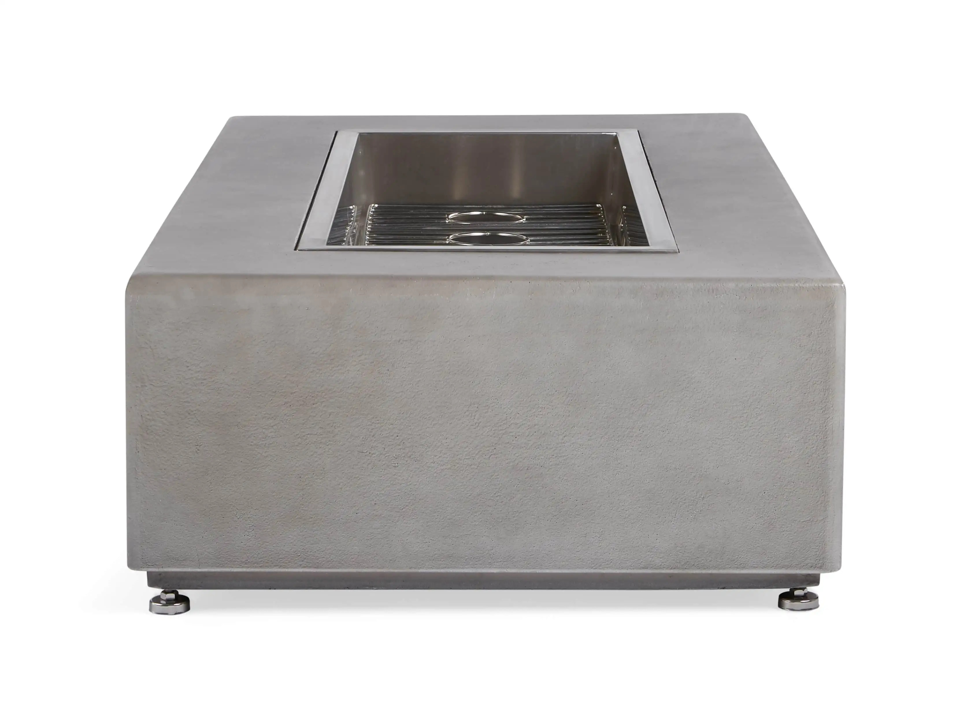 Light Grey Rectangle Outdoor Concrete Fire Table | Arhaus