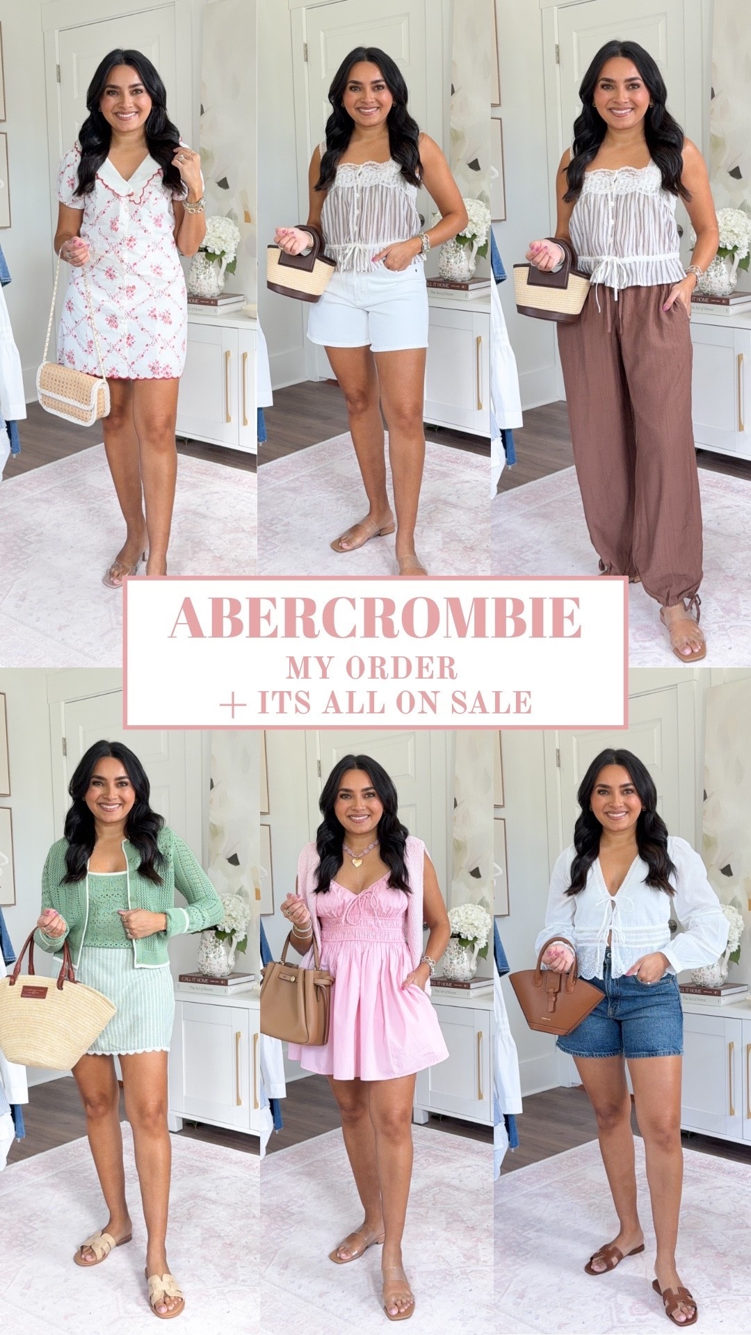Code AFSUMMER for an extra 15% off!

Abercrombie Summer Try On - On Sale!
For reference: I’m 5’0, petite, 32b bra size, and 2/26 in bottoms, pear shaped. 
*Everything I share is unaltered! TTS means true to size. Between size 5-6.5 in shoes

Floral collard mini dress size xs petite TTS
Clear heels size 5 TTS

Brown stripe tank size xxs TTS
White denim short size 26 TTS
Clear sandals size 5 TTS

Brown convertible pull on pants size xs petite TTS


Green cardigan with tank size xxs TTS
Green stripe linen skort size xs in the curve love fit
Tan sandals size 5.5 TTS

Pink mini dress size xs petite TTS
Pink cardigan size xxs - roomy fit, color is currently sold out
Clear sandals size 5.5 TTS

White top size xxs TTS
Denim shorts in medium wash size 26 TTS
Brown sandals are Hermes - similar linked

#LTKootd #LTKSaleAlert #LTKPetite