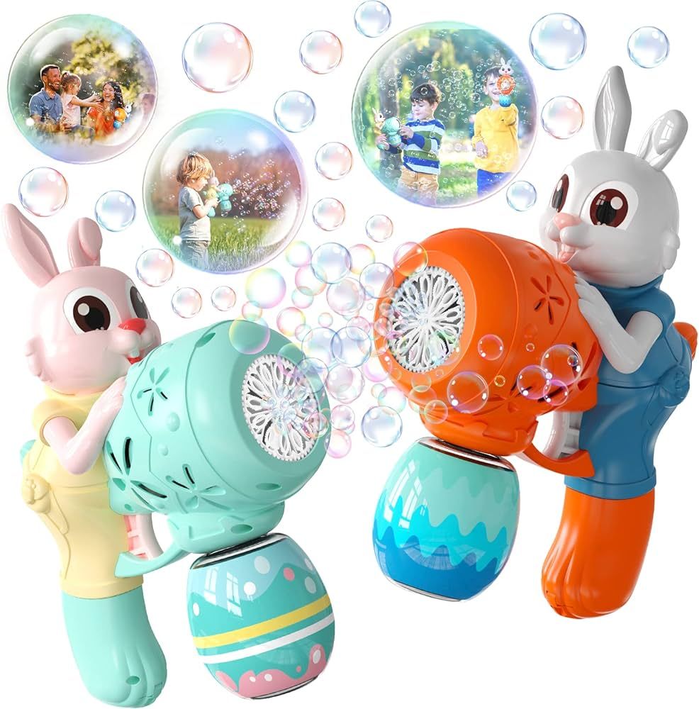 Bubble Gun for Kids 2 Pack Bubble Guns Kit for Toddlers Rabbit Bubble Machine Electric Bubble Toy... | Amazon (US)
