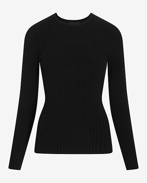 Ribbed Fitted Crew Neck Sweater | Express