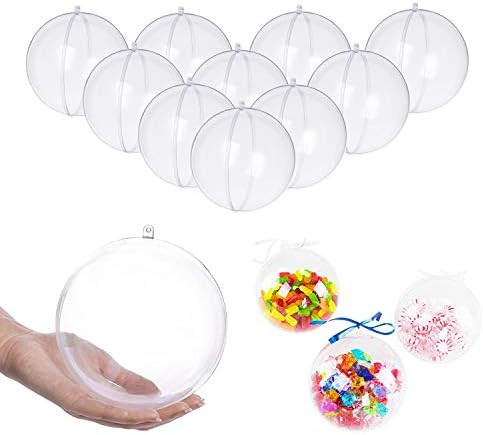 UNIQLED Clear Plastic Fillable Christmas DIY Craft Ball Ornament - Pack of 10 (80mm) | Amazon (US)