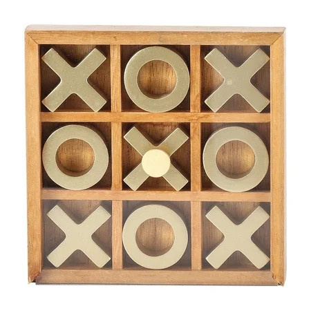 Mainstays Decorative Gold and Wood Tabletop Tic Tac Toe Tabletop Set | Walmart (US)