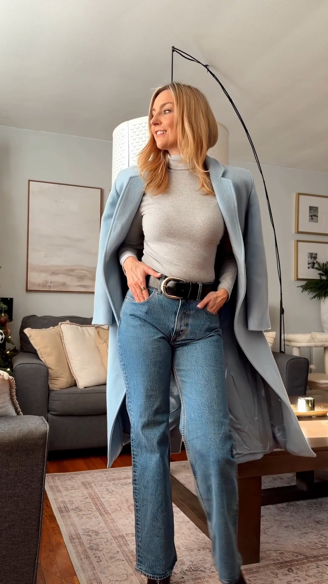 Love my latest purchase from Zara - wool coat in beautiful baby blue color! 

Blue coat outfit idea • winter outfit • winter fashion • Zara haul • coat styling • wool coat • arctic blue • white jeans outfit • white turtleneck • grey turtleneck • blue cardigan #LTKFindsUnder100 

#LTKTall #LTKSaleAlert