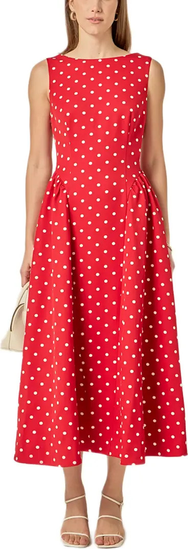 Dot Sleeveless Flare Midi Dress | Nordstrom