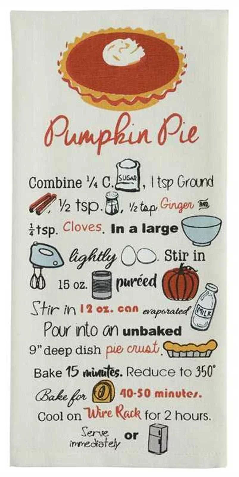 Pumpkin Pie Recipe Thanksgiving Fall Printed Kitchen Dish Towel | Walmart (US)