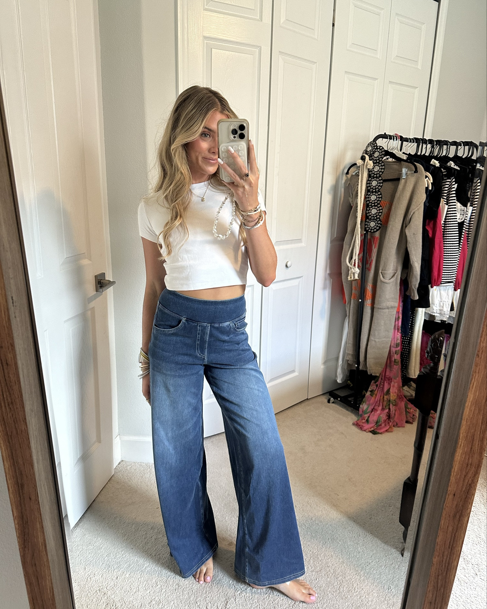 yall have you seen the viral $175 denim sweatpants well this is a way more affordable take and I KINDA LOVE IT 👖✨🫶 these are the most fun faux denim wide leg jeans that would make a great travel outfit too. They have a good amount of stretch, the fabric is comfortable, and they’re trendy!!! Im 5’4 wearing XS. 

#denimsweatpants #sweatpants #halara #halarajeans #stretchyjeans #denim #jeans #traveloutfit #knitjeans #stretchydenim #stretchypants #trendyoutfit #denimjeans #denimtryon #jeanstryon #highrisejeans #stretchjeans #trendyoutfits #trendyclothes #styleinspo #trending #currentfashiontrend #fashiontrends #2024trends @Halara_official 

#LTKWorkwear #LTKFindsUnder50 #LTKStyleTip