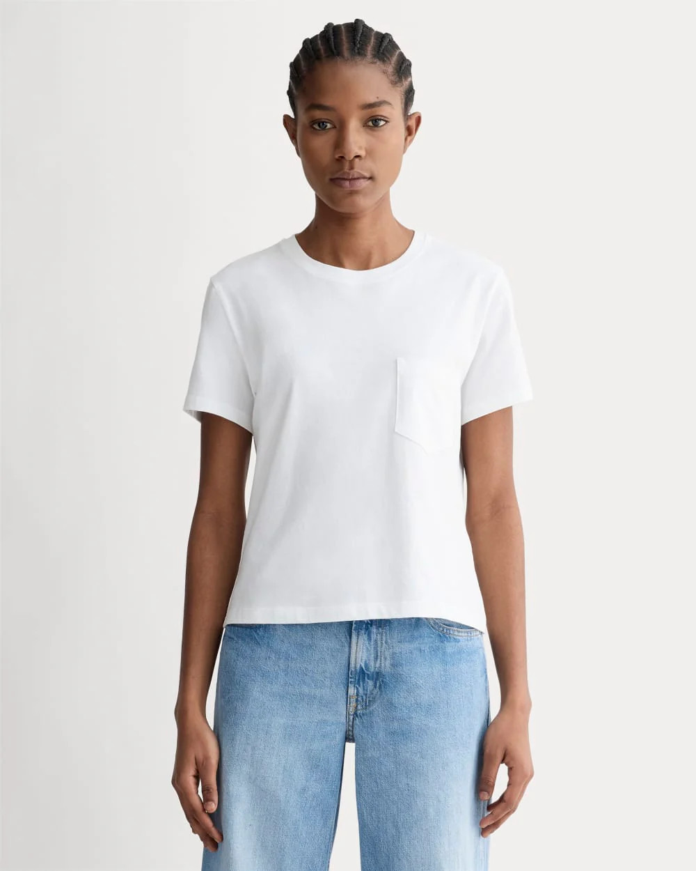 The Box-Cut Tee in Essential Cotton | White | Pocket | Everlane