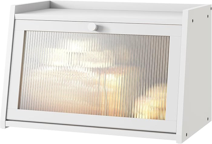 Bread Box for Kitchen Counter, Large Bamboo Bread Storage Container with Wavy Arcylic Door, Bambo... | Amazon (US)