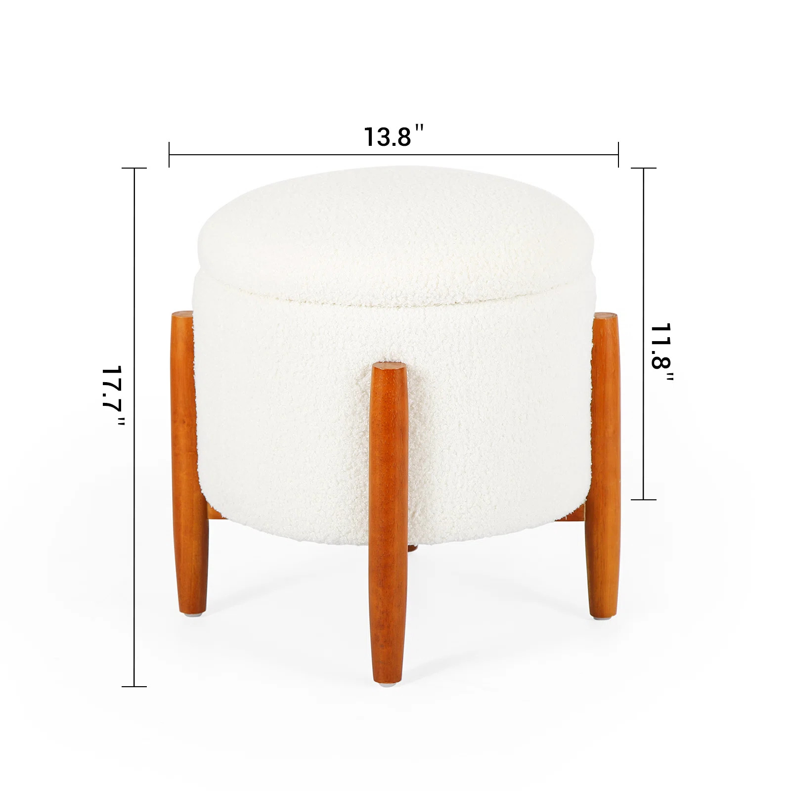 Yulunda Upholstered 13.8" Wide Round Storage Ottoman Teddy Footstool | Wayfair North America