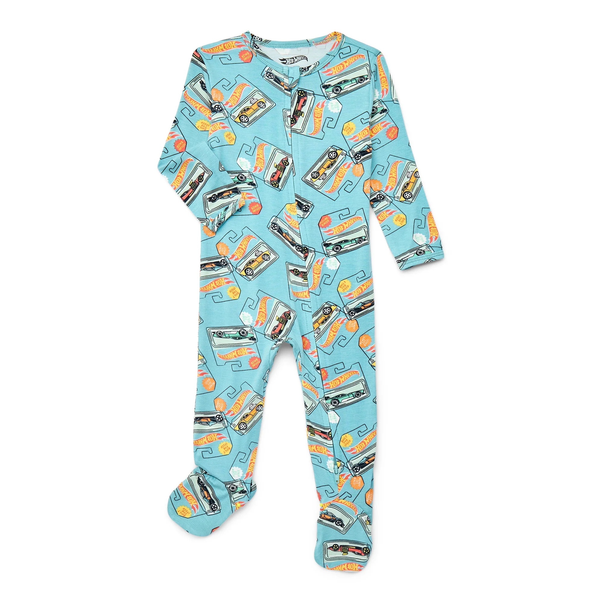 Hot Wheels Baby Boys or Girls Two-Way Zip Front Footed Pajama One-Piece, Sizes 0-6/9M | Walmart (US)