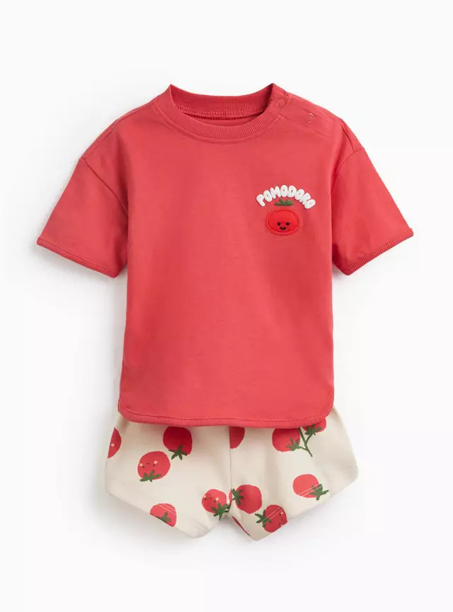 Red Tomato Print Shorts & T-Shirt Set 6-9 months | Tu Clothing