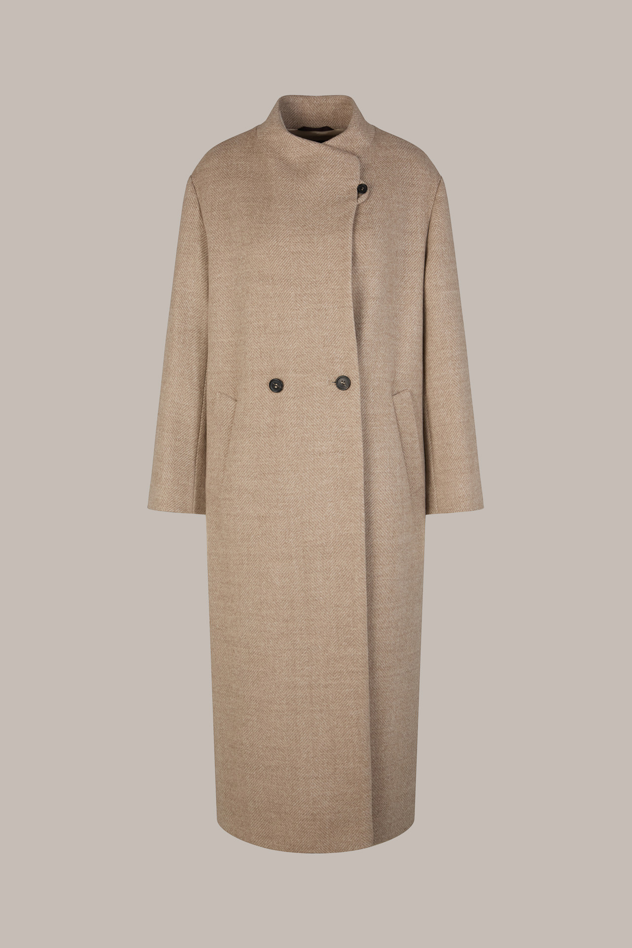 Woll-Mantel mit Fischgratmuster in Beige | windsor (DE)