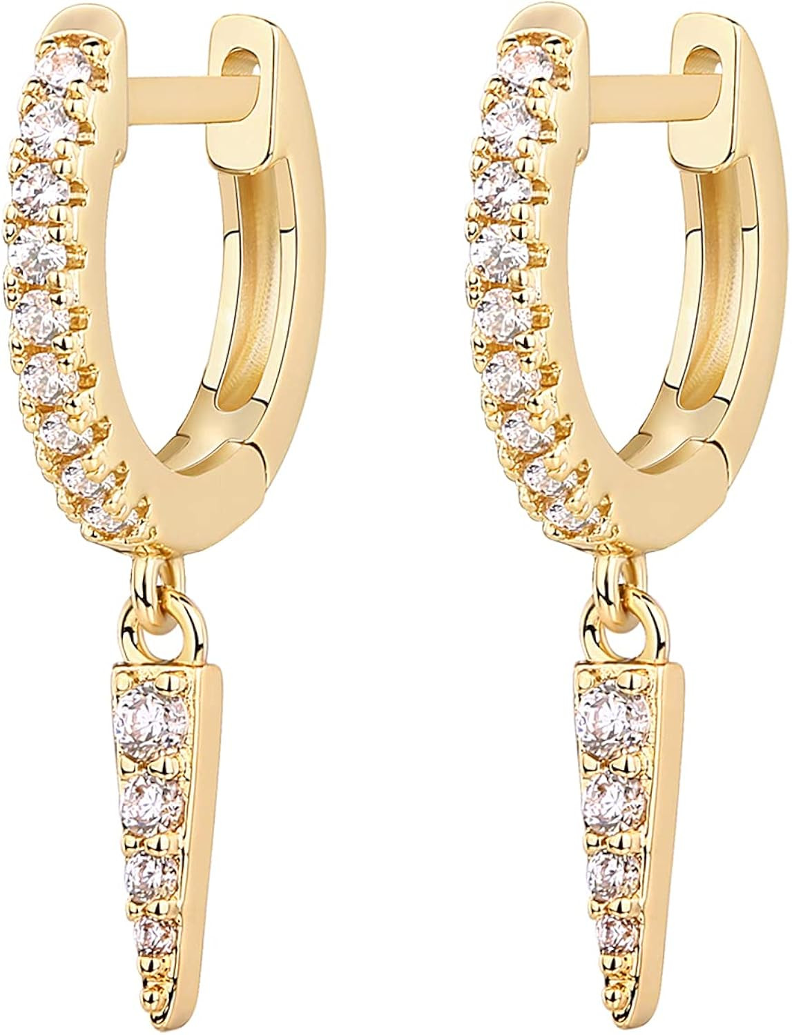 PAVOI 14K Gold Plated S925 Sterling Silver Post Drop/Dangle Huggie Earrings for Women | Dainty Earri | Amazon (US)