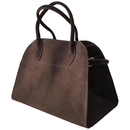 Large Suede Tote Bag For Women,Suede Retro Shoulder Bag,Crossbody Bag Faux Leather Handbag Trendy Work Bag(Coffee Large without shoulder strap) | Amazon (US)