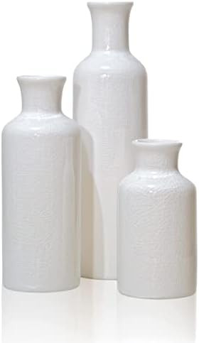 Farmhouse White Vases for Decor Set of 3, Ceramic Vases for Home Decor Accent, Farmhouse Vase Set... | Amazon (US)