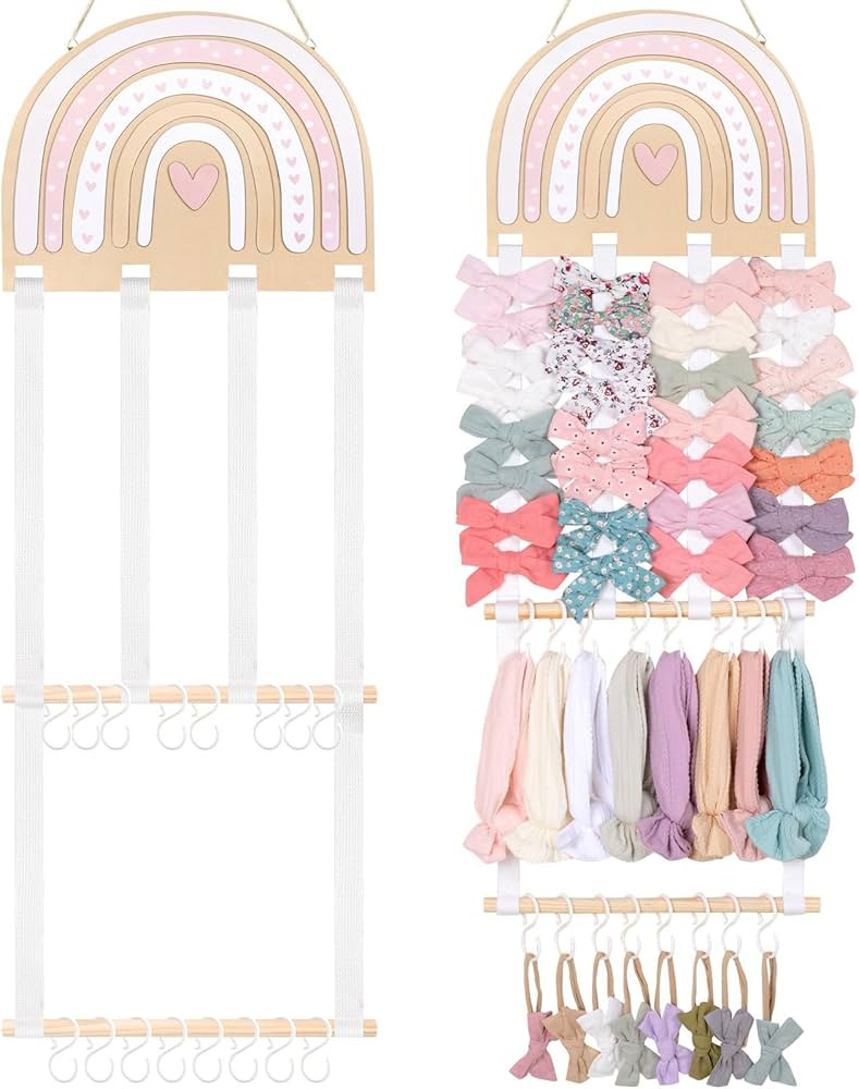 POVETIRE Headband Holder Bow Holder for Girls Hair Bows,Rainbow Hair Accessories Organizer Storag... | Amazon (US)