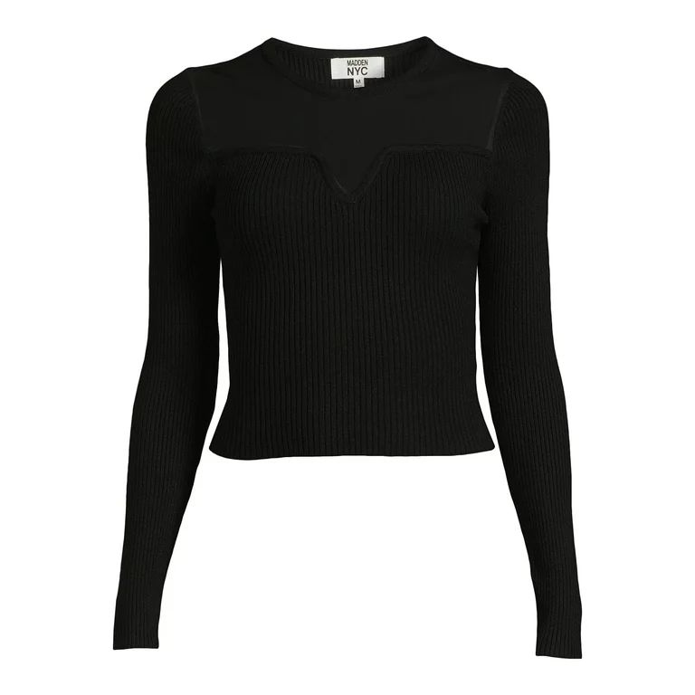 Madden NYC Juniors Mesh Sweater Top, Sizes XS-3XL | Walmart (US)