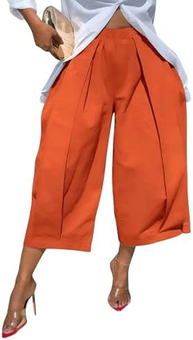 oshoplive Womens High Waisted Wide Leg Cropped Pants Loose Fit Ankle Palazzo Trousers for Women w... | Amazon (US)