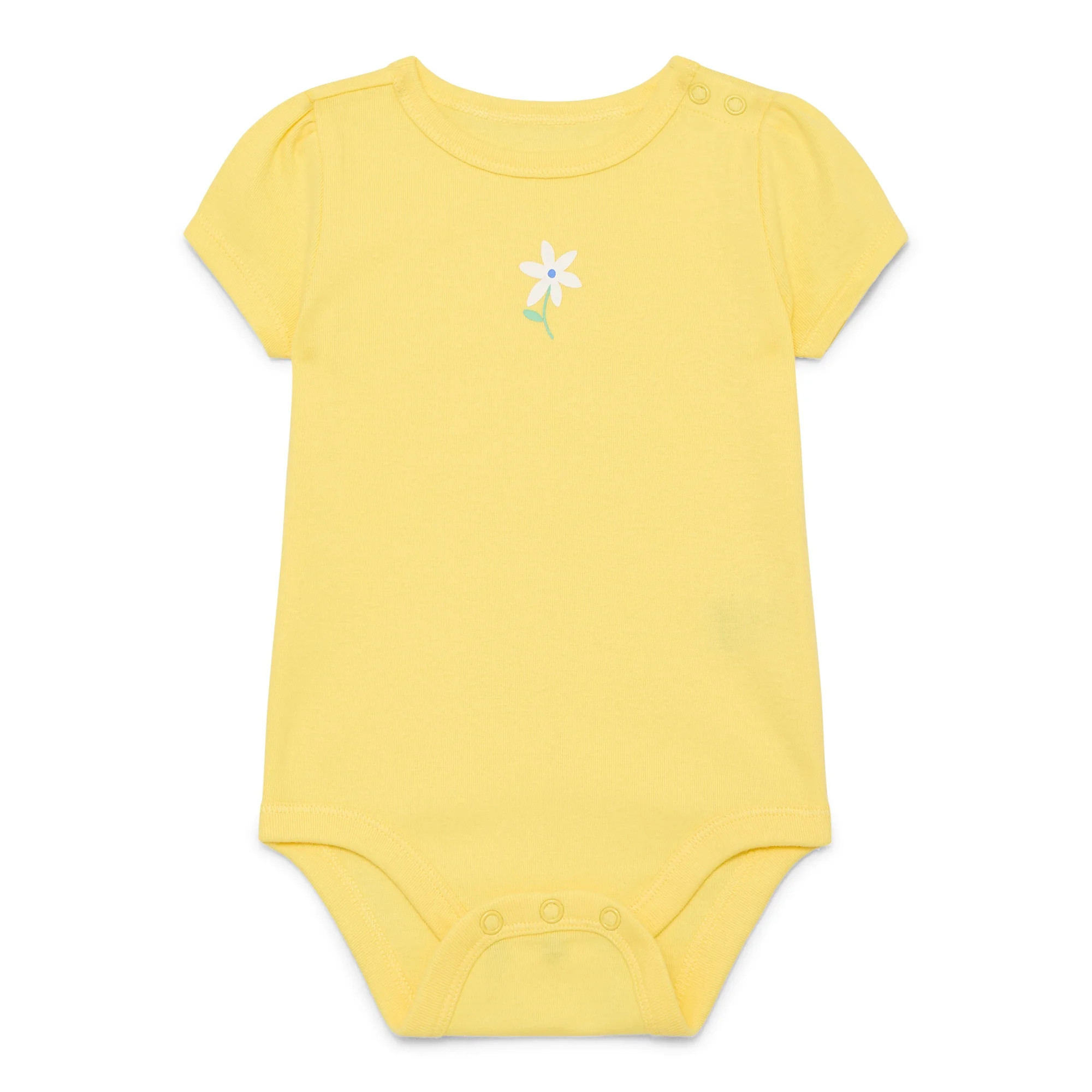 Wonder Nation Baby Girl Short Sleeve Bodysuit, Sizes 0-24 Months | Walmart (US)