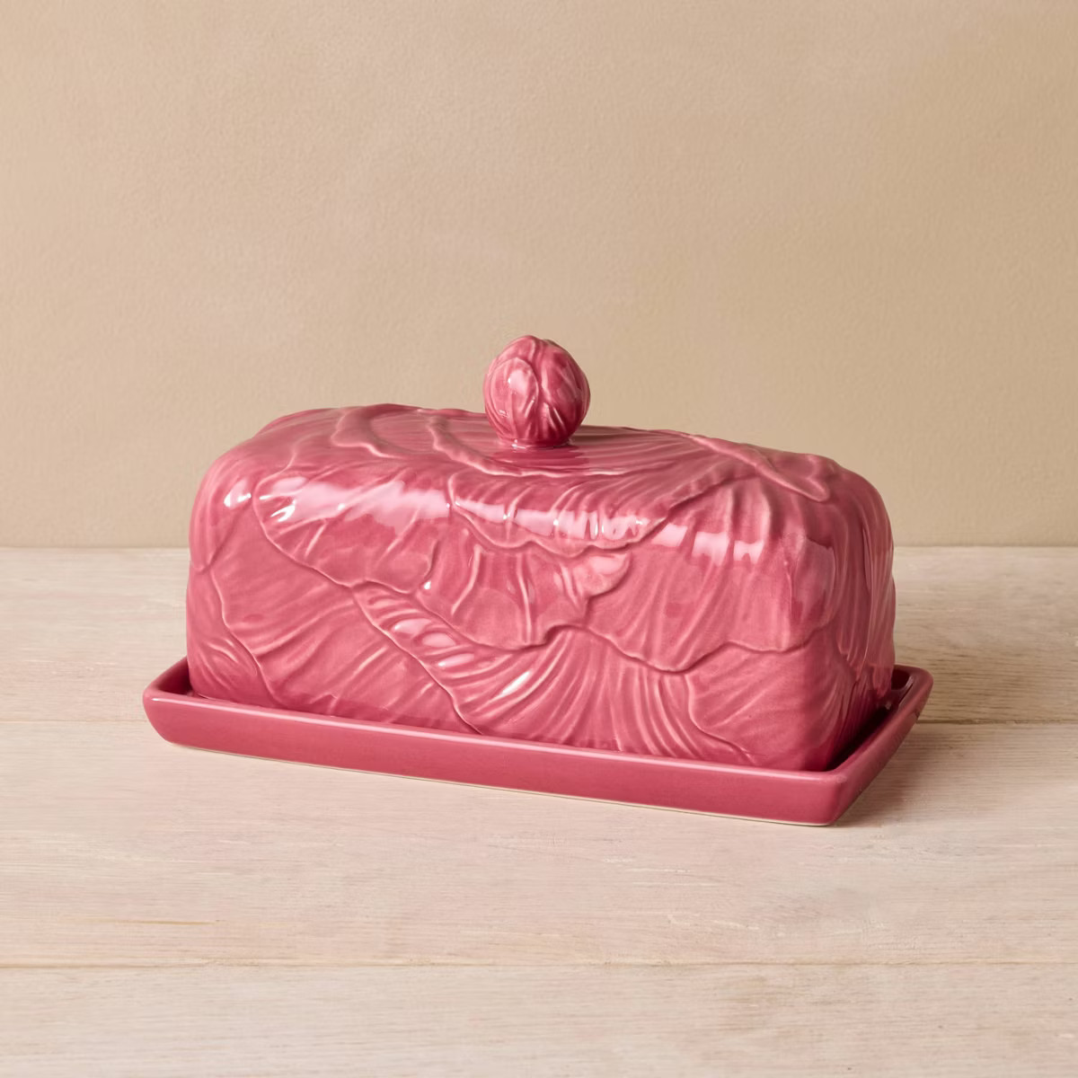 Stoneware Cabbage Butter Dish Pink - John Derian for Target | Target