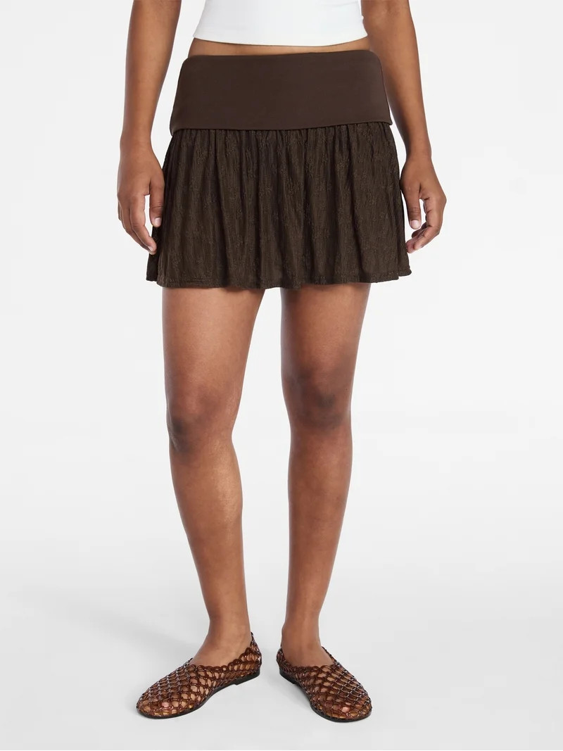 No Boundaries Flare Mini Skort with Foldover Waist, Women's XXS-XXL | Walmart (US)