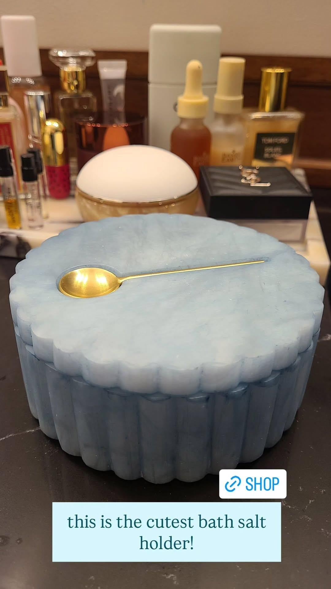 stone bath salt holder 

#LTKHome #LTKBeauty #LTKselfcare