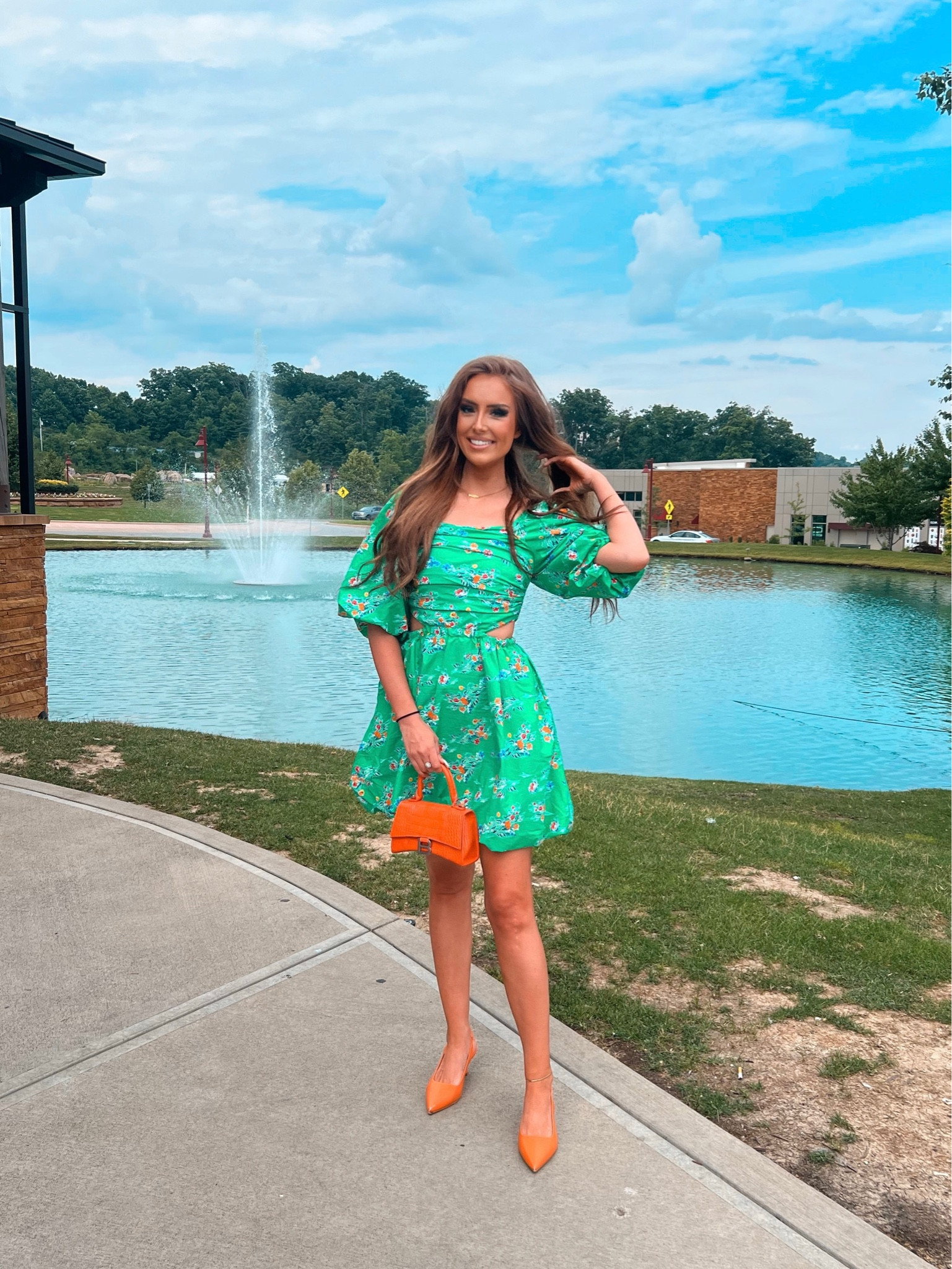 Green puff sleeve cut out dress

#LTKunder50