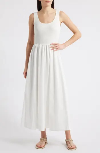 MOON RIVER Sleeveless Mixed Media Maxi Dress | Nordstrom | Nordstrom