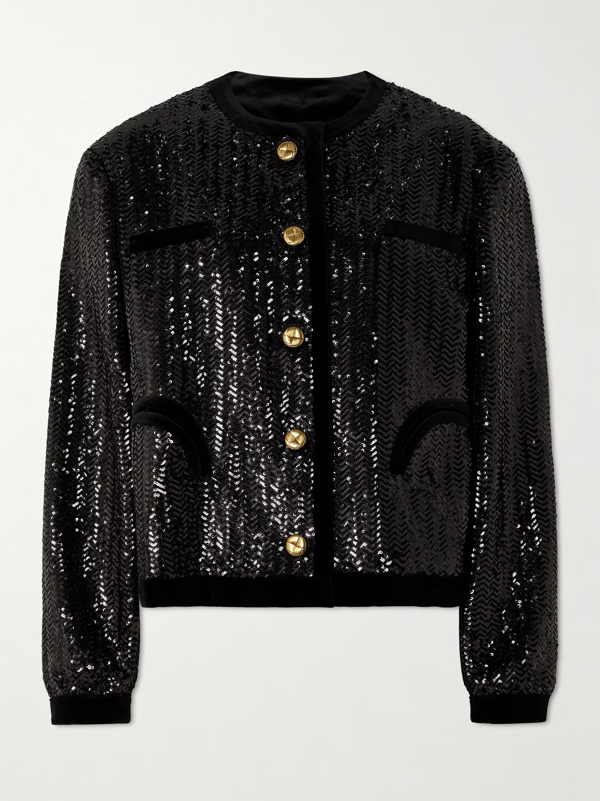 All About You Gliss velvet-trimmed sequined woven jacket | NET-A-PORTER (UK & EU)