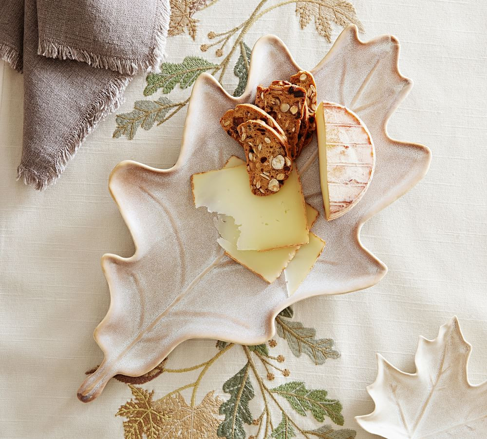 Ridge Leaf Stoneware Serving Platter | Pottery Barn (US)