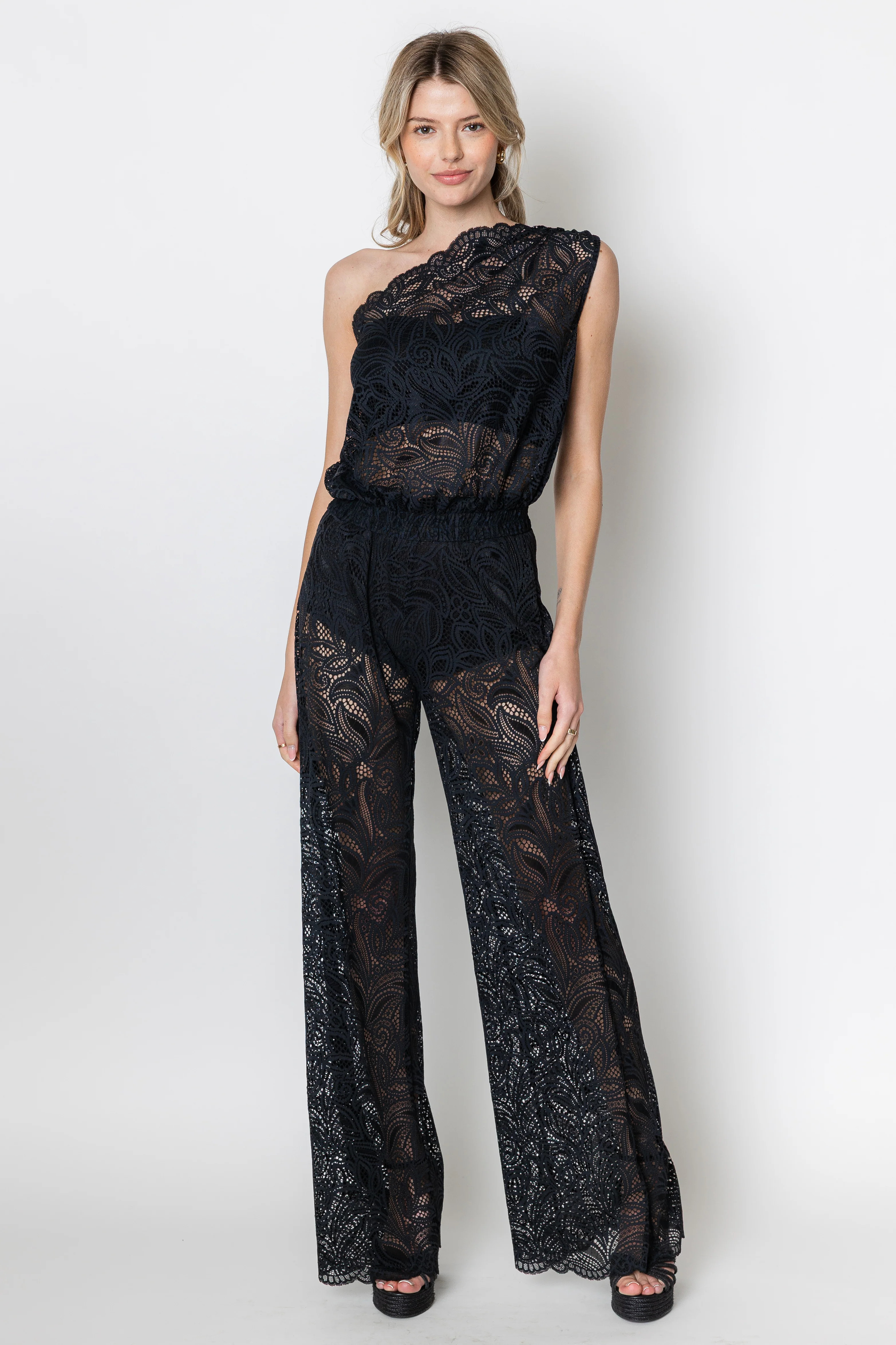 Lyric Lace One Shoulder Top | ZETAYE