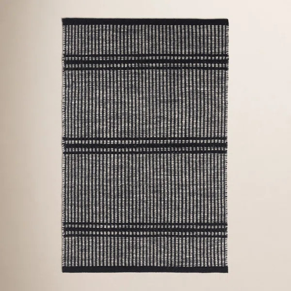 Malta Black Handwoven Wool Rug | Wayfair North America