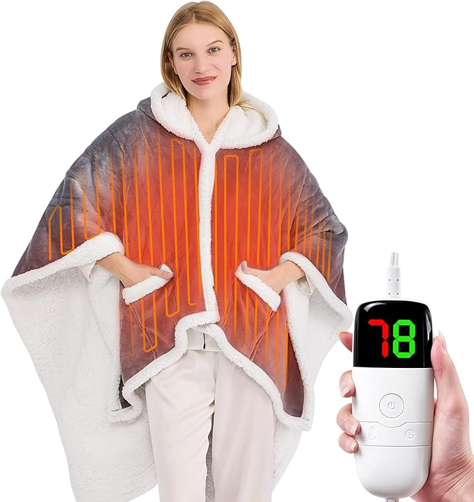 greenoak Wearable Heated Throw Blanket Electric Shawl - Heated Robe Poncho Blanket Hoodie for Adu... | Amazon (US)