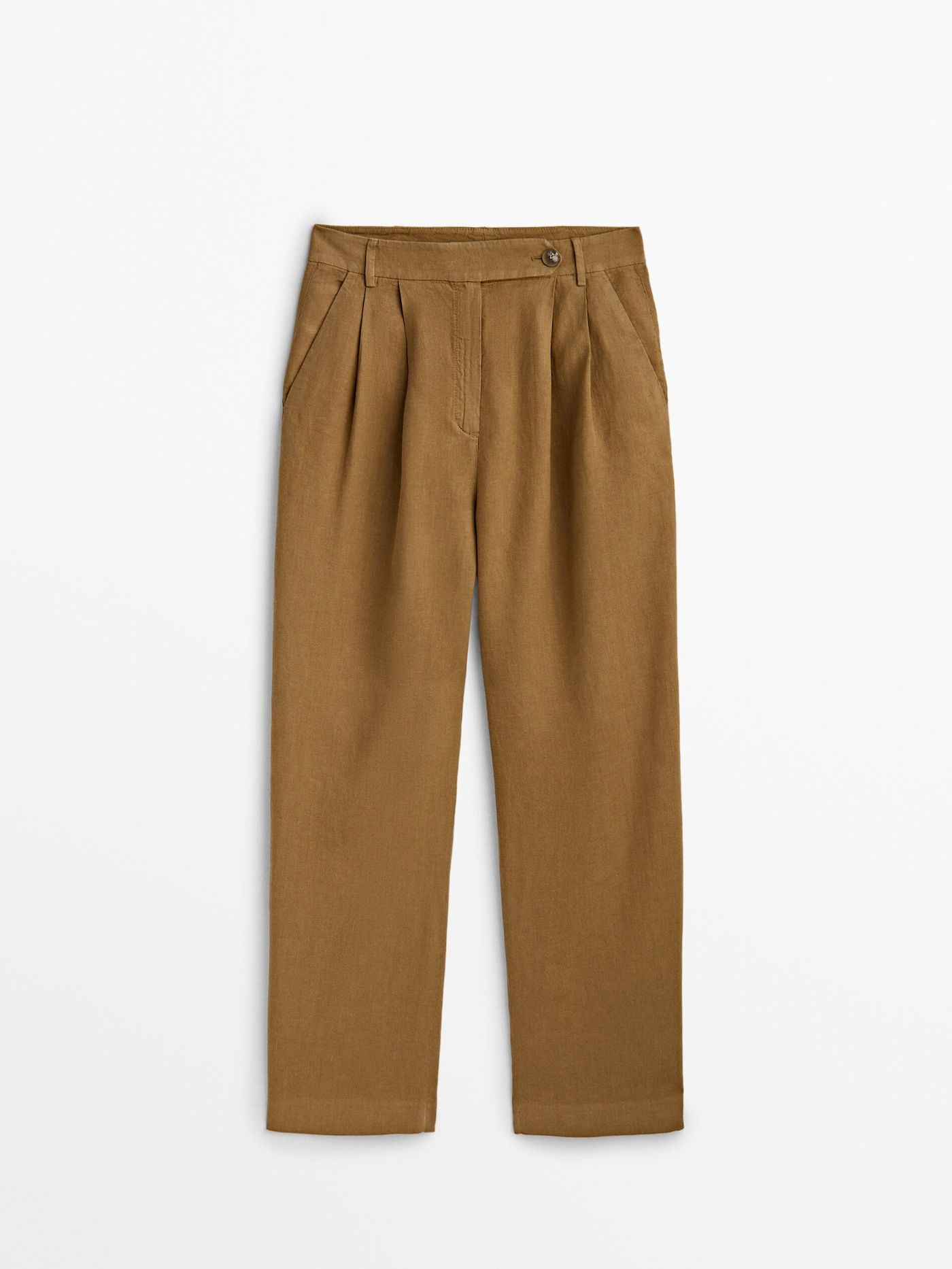 Linen and cotton blend trousers with double dart detail | Massimo Dutti (US)