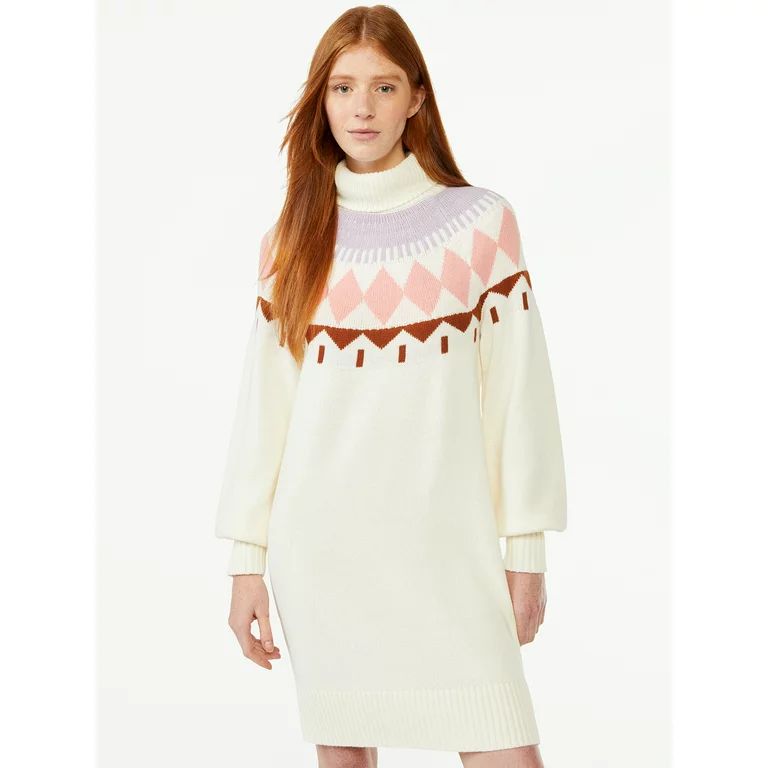 Free Assembly Women's Fair Isle Sweater Mini Dress | Walmart (US)