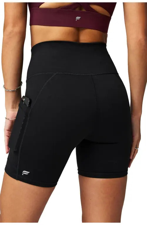 Fabletics On-The-Go PowerHold® High-Waisted 6'' Short in Black at Nordstrom, Size Medium | Nordstrom