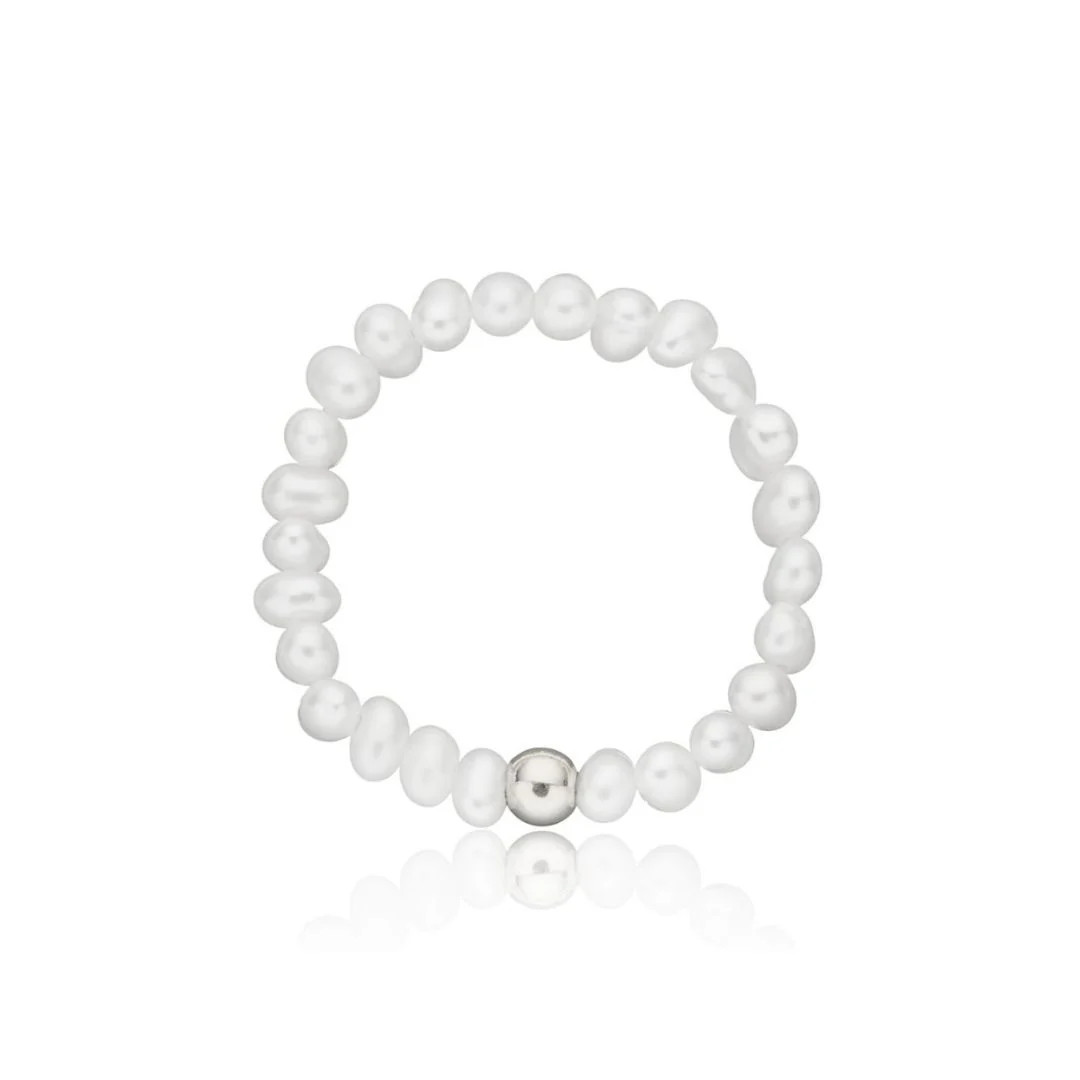 Silver Small Pearl Beaded Ring | Lily & Roo